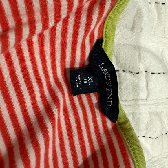 Land an end cotton pink stripe dress with lime green trim. EUC size XL 18 - Picture 2 of 2